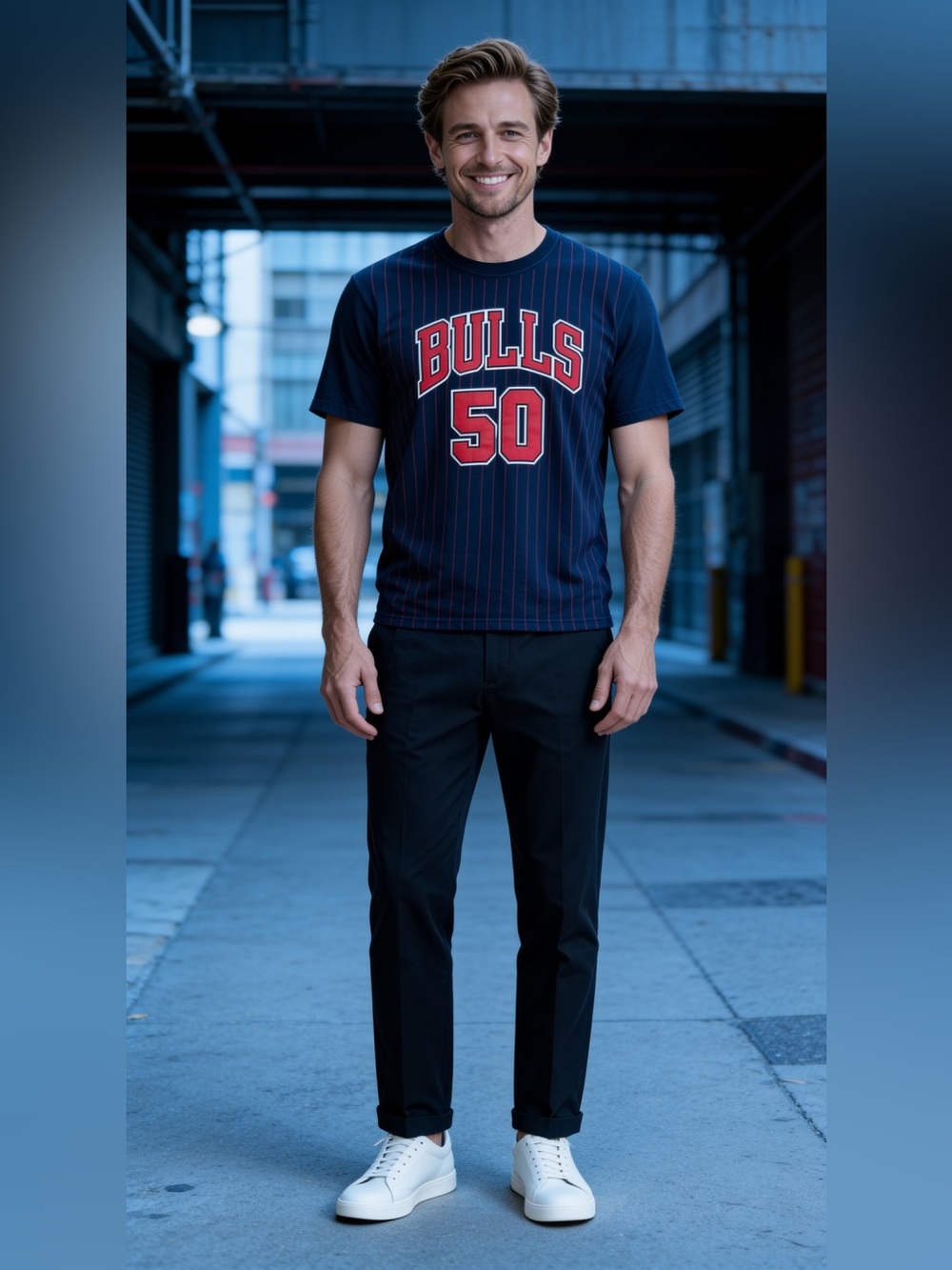 Bulls 50 Navy Short-Sleeve Men's Shirt
